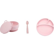 Oioi Pembe Tabak Kase Kaşık 3'lü Beslenme Seti