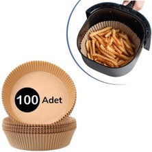 BUFFER® 100 Adet  Air Fryer Pişirme Kağıdı Tek Kullanımlık  Yağlı Kağıdı Yuvarlak Tabak Model