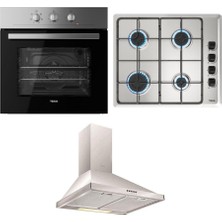 Teka Ankastre Inox Set, Chef 1, He 715 Ss Ankastre Fırın, Hlx 640 Ankastre Ocak, Df 60 Davlumbaz, Inox