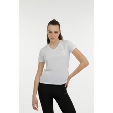 Lumberjack W-CT127 Basıc Pes V Neck Beyaz Kadın Kısa Kol T-Shirt