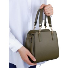 Bagacar 828 Haki Suni Deri Bayan Çapraz El ve Omuz Çantası