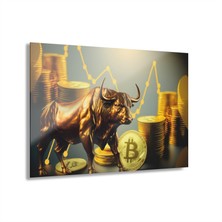 Leylaser  Bitcoin Kripto Btc Crypto Para Boğa Cam Tablo Duvar Dekoru