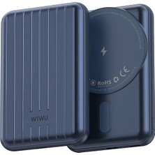 Wiwu Taşınabilir Wireless Şarj ve Pd Hızlı Şarj Özellikli Powerbank Wiwu PP02 15W 5000MAH Mavi