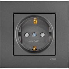 Viko Artline Novella Füme Topraklı Priz Çerçeveli