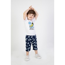 Harika Kids Erkek Bebek Kaprili Kısa Kollu Smile Desen Baskılı Yazlık Basic Alt-Üst Takım 6-24 Ay
