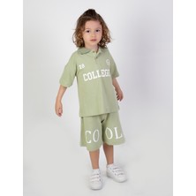Harika Kids Erkek Çocuk College Baskılı Şortlu Kısa Kollu Polo Yaka Lekos Kumaş Basic Takım 2-5 Yaş