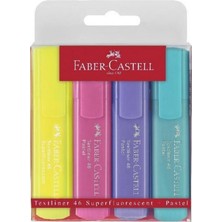 Faber-Castell Fosforlu Kalem 4'lü Pastel Renkler 1 Paket Textliner Soft Renk Kesik Uçlu Işaretleme Kalemi