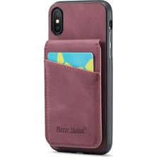 Xstep Case Xstepcase Apple iPhone x / Xs 5.8 Çılgın At Doku Telefon Kapağı Kickstand Pu Deri+Tpu Kart Yuvası Kılıfı (Yurt Dışından)