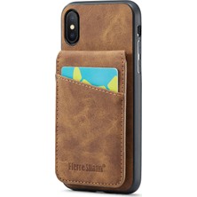 Xstep Case Xstepcase Apple iPhone x / Xs 5.8 Çılgın At Doku Telefon Kapağı Kickstand Pu Deri+Tpu Kart Yuvası Kılıfı (Yurt Dışından)