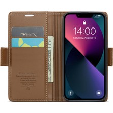 Xstep Case Xstepcase Apple iPhone 13 Mini 5.4 Rfıd Deri Kılıf Litchi Doku Flip Stand Cüzdan Telefon Kapağı (Yurt Dışından)