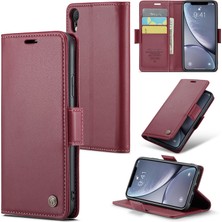 Xstep Case Xstepcase Apple iPhone Xr 6.1 Litchi Doku Deri Deri Cüzdan Flip Stand Kılıf Rfıd Engelleme Telefon Kapağı (Yurt Dışından)