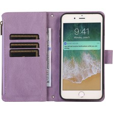 Xstep Case Xstepcase Apple iPhone 7/8 4.7 / Se (2022) / (2020) Baskılı Telefon Kılıfı 9 Kart Yuvaları Deri Cüzdan Stand Kapağı Zipper Ceb ile (Yurt Dışından)