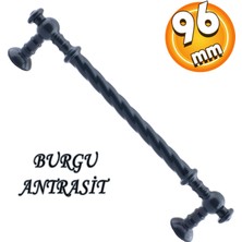 Badem10 Burgu Mobilya Mutfak Dolabı Çekmece Dolap Kapak Kulpu Kulbu Antrasit 96 mm Metal Kulp