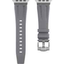 AktarMobile Apple Watch Ultra 49 mm Uyumlu Metal Aksamlı Silikon Kordon Luxury Premium Kayış Paslanmaz Çelik