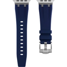 AktarMobile Apple Watch Ultra 49 mm Uyumlu Metal Aksamlı Silikon Kordon Luxury Premium Kayış Paslanmaz Çelik