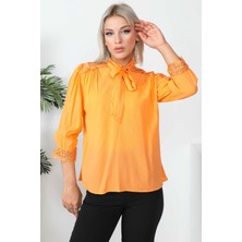 Orange Ön Bağlamalı Bluz