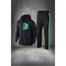 Poseidon Storm Erkek Siyah Rahat Supra Penye Ön Cepli Eşofman Takımı S 3xl