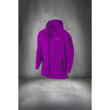 Poseidon Storm Erkek Mor Supra Penye Fermuarlı Cepli Rahat Full Eşofman Takımı S 3xl