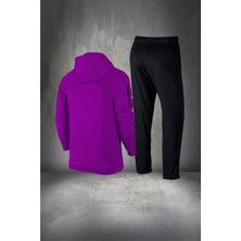 Poseidon Storm Erkek Mor Supra Penye Fermuarlı Cepli Rahat Full Eşofman Takımı S 3xl