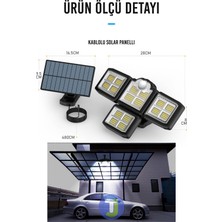 Technojet 198 Ledli Solar Güneş Enerjili Kumandalı Hareket Sensörlü Bahçe Aydınlatma Sokak Lambası