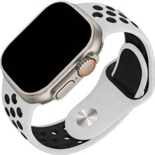 Bubitechh Apple Watch Uyumlu Delikli Nike Spor Kordon Beyaz-Siyah 38M