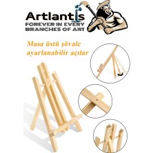 Artlantis Orta Boy Şövale 1 Adet Masaüstü Şovale Ahşap Üç Ayaklı Resim Şövalesi Ressam Sehpası Dekoratif Hobi Masa Üstü Ergonomik Tasarım