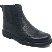 Taşpınar %100  Deri Erkek Içi Kürklü Kışlık Günlük Fermuarlı Bot