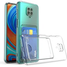 Rivor Xiaomi Redmi Note 9s Kılıf Kartlıklı Cüzdanlı Kamera Korumalı Şeffaf Renksiz Esnek Silikon Kapak