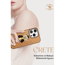 Santa Barbara Polo & Racquet Club  Apple iPhone 14 Pro Uyumlu Crete Serisi Pu Deri Nakışlı Kılıf - Kahverengi
