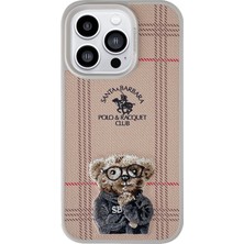 Santa Barbara Polo & Racquet Club Apple iPhone 14 Pro Dustın Serisi Kumaş Işlemeli Kılıf-Krem