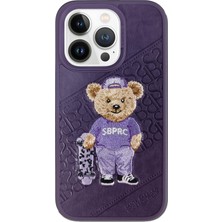 Santa Barbara Polo & Racquet Club  Apple iPhone 14 Pro Max Uyumlu Crete Serisi Pu Deri Nakışlı Kılıf - Derin Mor