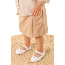 Kiko Kids Withbow Rugan Cırtlı Fiyonklu Kız Çocuk Babet Ayakkabı