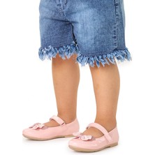Kiko Kids Taşlı Cırtlı Kız Çocuk Fiyonklu Babet Ayakkabı Ege 204 Rugan