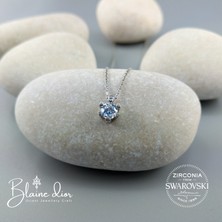 Blaine Dior Swarovski Zirconia Kalp Detaylı Tek Taş Kadın Gümüş Kolye | 925 Ayar Gerçek Gümüş