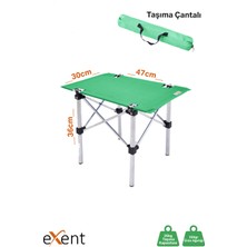Exent 32X47 cm Mini Tekstil Kamp Sehpası, Kamp, Piknik, Plaj Masası, Katlanır Taşıma Çantalı Sehpa-Yeşil