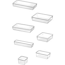 Masc Grup 7 Parça Set Çekmece Düzenleyici, Banyo - Makyaj - Takı - Ofis Düzenleyici Organizer