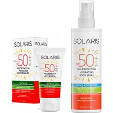 Solaris Yağlı Cilt Tipleri Için Jel Güneş Kremi Spf 50+ (50 Ml) ve Güneş Koruyucu Krem Sprey Spf 50+  (200 Ml)