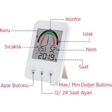 Sevgift Pointer Scale Sıcaklık Nem Ve Saat Göstergesi (Dokunmatik Buton)