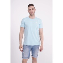 The Socks Company 23SCTS233U Pati Nakışlı Yaka Açık Mavi Tshirt