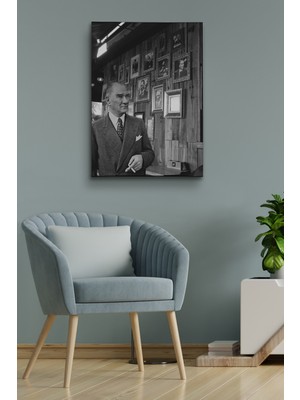 Sennight Atatürk Portre Tablosu Mustafa Kemal Atatürk Dikdörtgen Dekoratif Kanvas Tablo