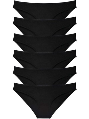 Royaleks 6 Adet  Set Likralı Kadın Slip Külot Siyah