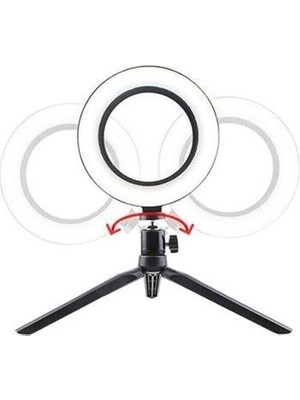 BUFFER® 8inç 20cm Youtube Instagram Tiktok Selfie  Stüdyo Video Fotoğraf Ring Light  Tripod Led Halk