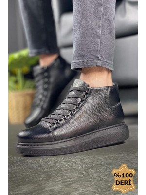 Chekich CH258 St Hakiki Deri Erkek Bot Siyah