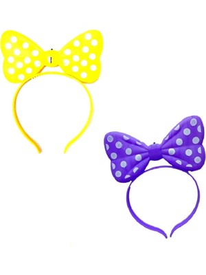 Kuzey Oyuncak Sarı Minnie Mouse Işıklı Taç Mor Minnie Mouse Işıklı Taç  2 Adet Headband LED Light Parti Işığı