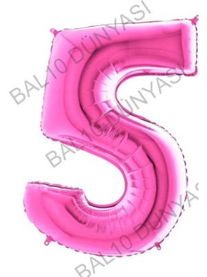 Bal10 Dünyası Fuşya Pembe Folyo Rakam Balon 100 cm 5