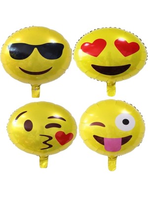 Rönesans Parti Sarı Renk Emoji Folyo Balon 4'lü Set 45 cm