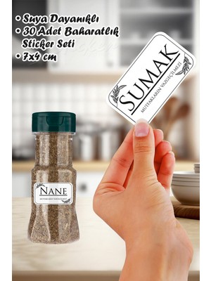 Msticker Baharatlık ve Kavanoz Etiketi - 30 Parça Sudan Etkilenmeyen Etiket Sticker