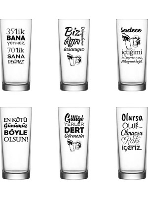 Black Bonds Blackbonds 6 Lı 35LIK Karışık Baskılı Rakı Sözü Bardağı