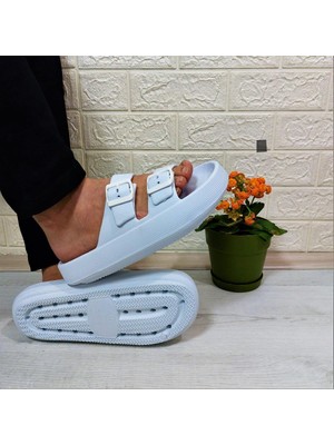 Akınalbella bella 282 Beyaz Hafif Rahat Günlük Havuz Plaj Ayarlanabilir Çift Tokalı Terlik