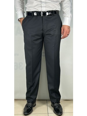 Bomonti Erkek Klasik Siyah Kumaş Pantolon Desenli Rahat Bol Kesim Moda